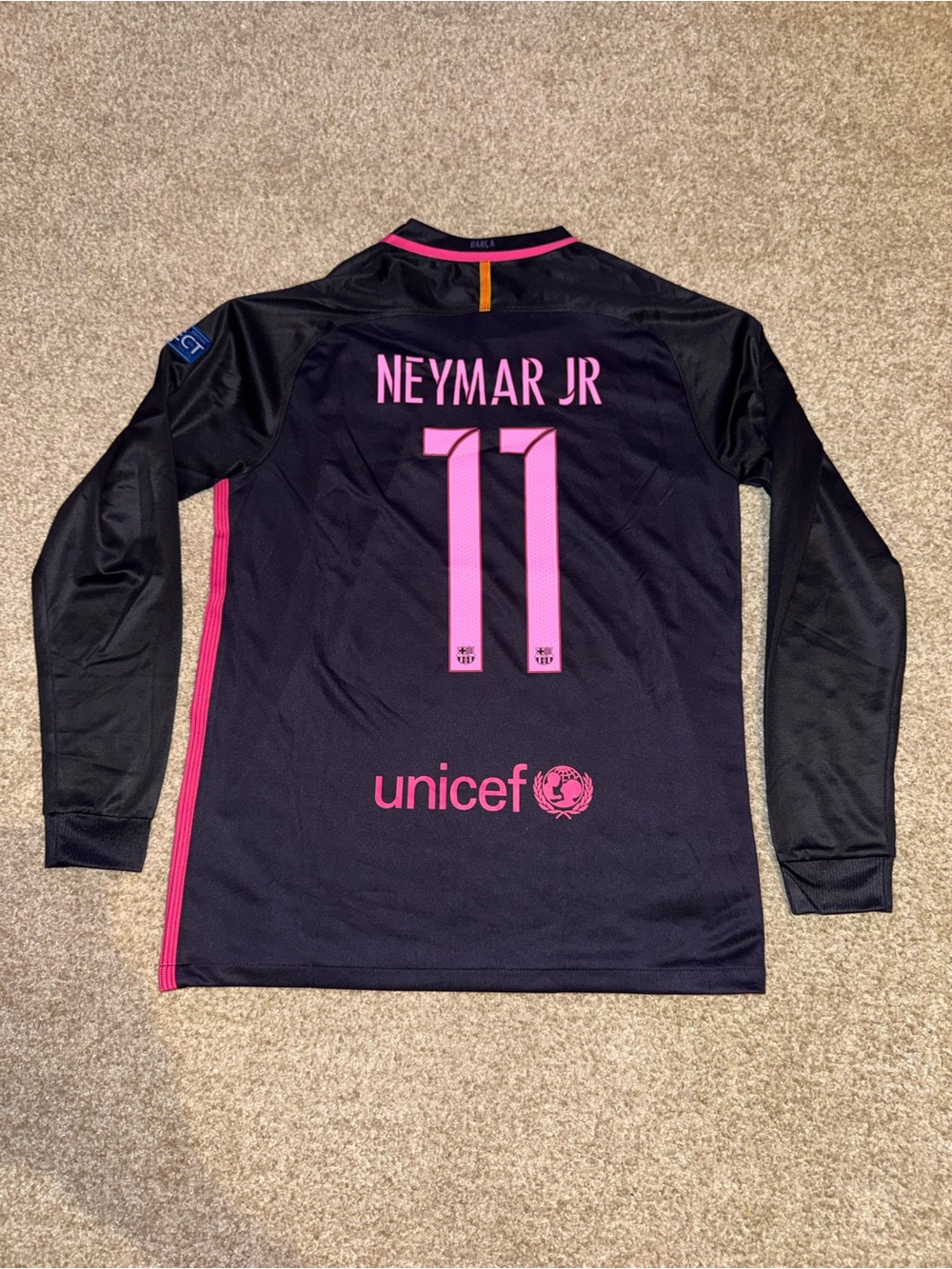 Nike FC Barcelona 2016/2017 Neymar Jr #11 Men’s Retro Long Sleeve Soccer Jersey🆕